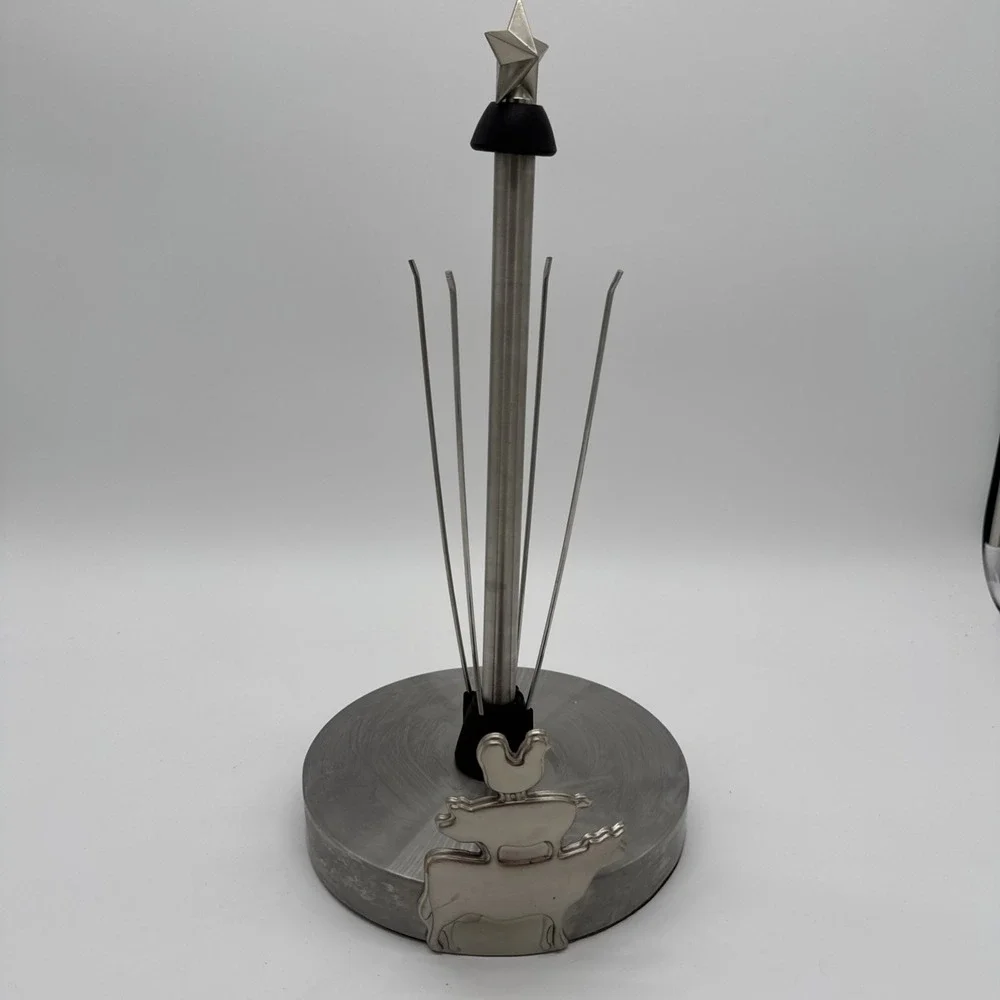 Kamenstein Brushed Stainless Steel Paper Towel Holder Country‎ Cow Pig Rooster